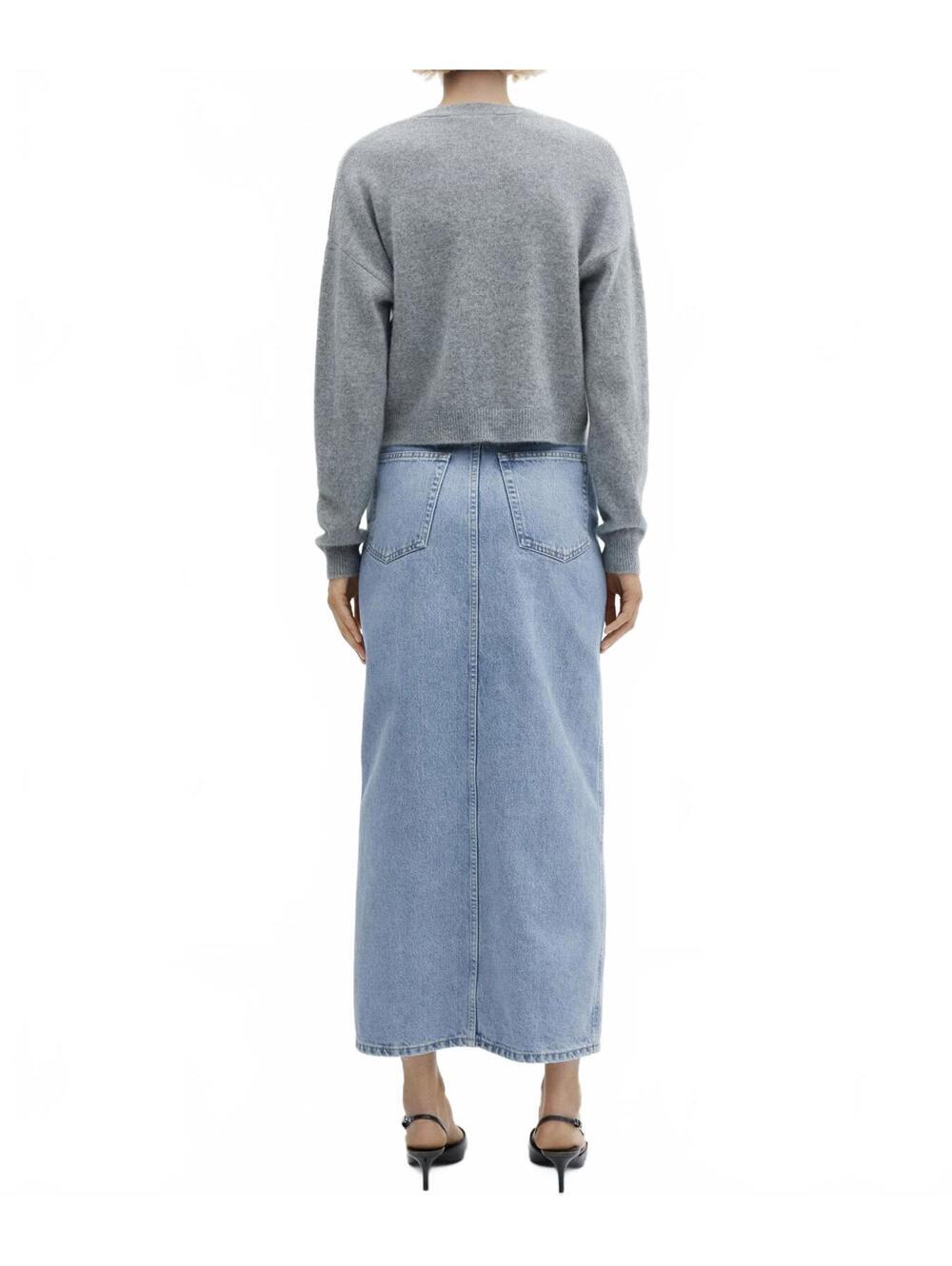 Mango Slit Denim Skirt NWT Matilda Blue Medium Wash Small - Picture 6 of 7